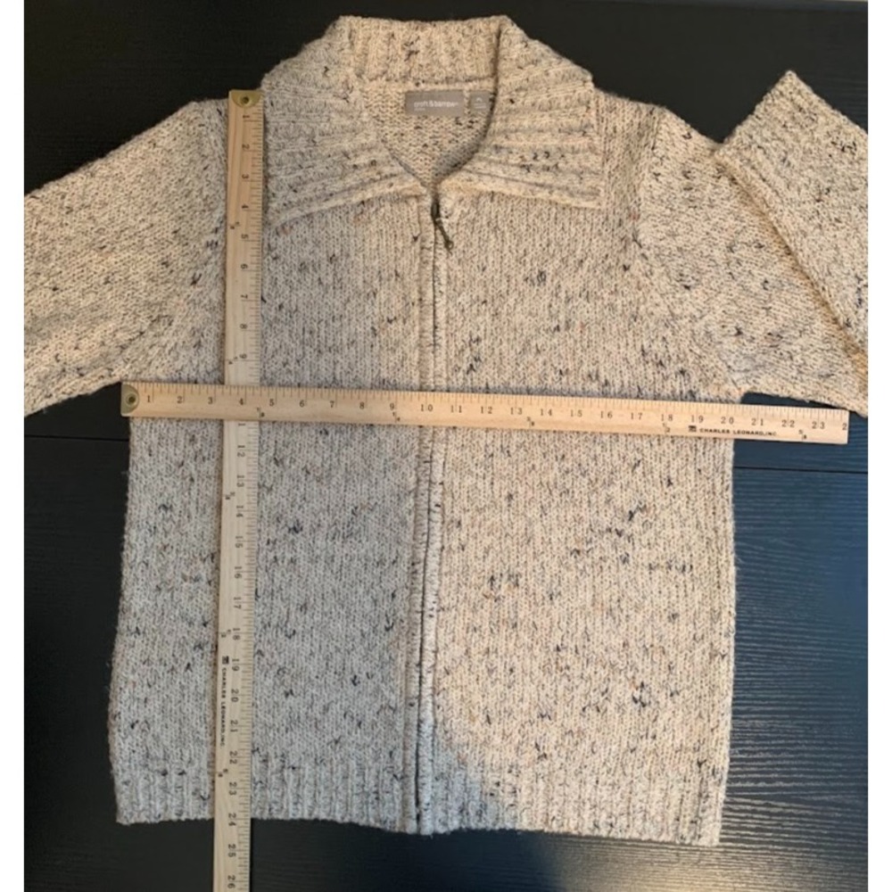 Croft & Barrow Full Zip Tan Knit Sweater Women's Petite Large - Picture 8 of 8
